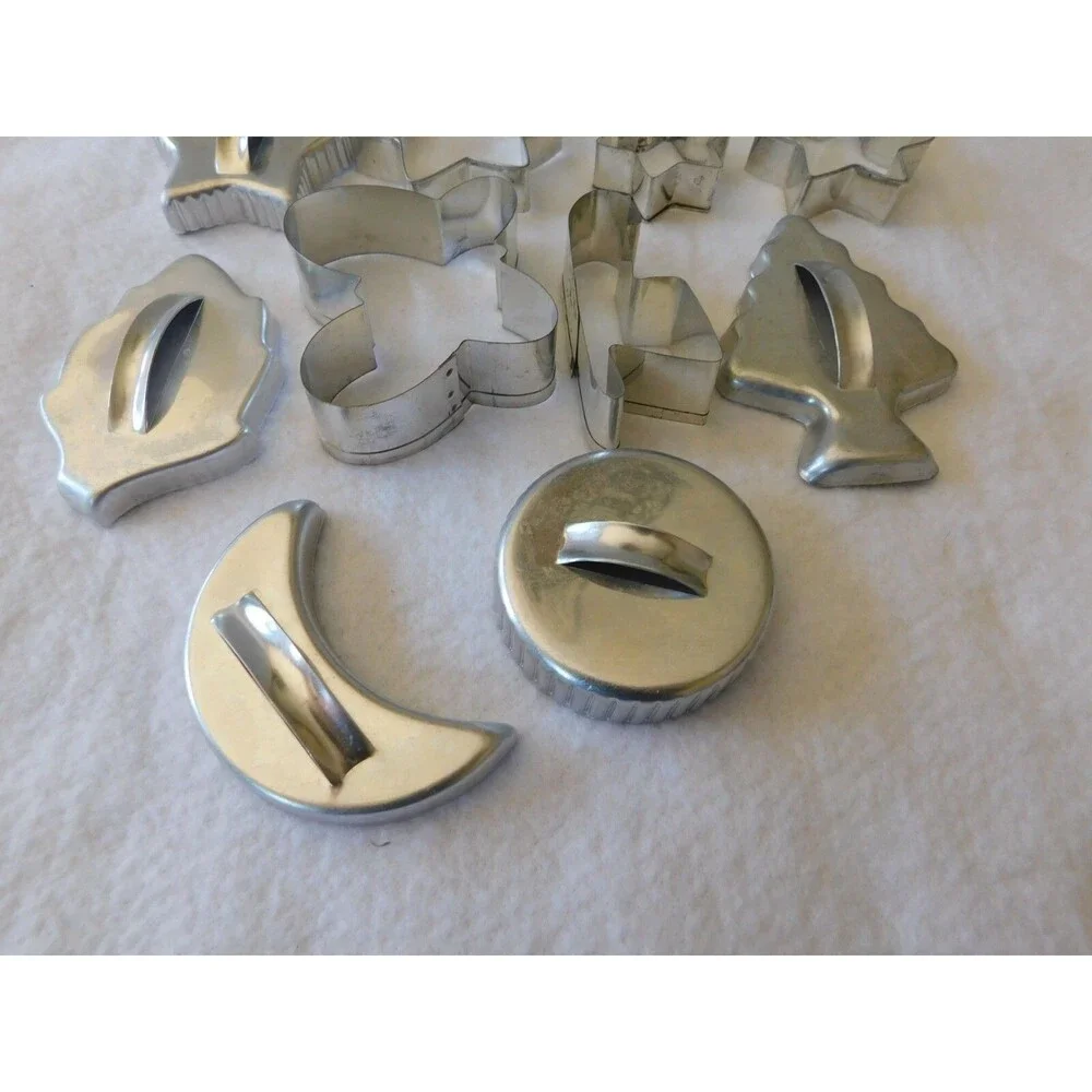 Vintage Metal Cookie Cutters Lot of 19 Mixed Shapes Holiday Baking Molds